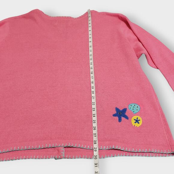 Quacker Factory 3X Button Front Cardigan Summer Beach Pelican Pink Grandmacore - Picture 13 of 15